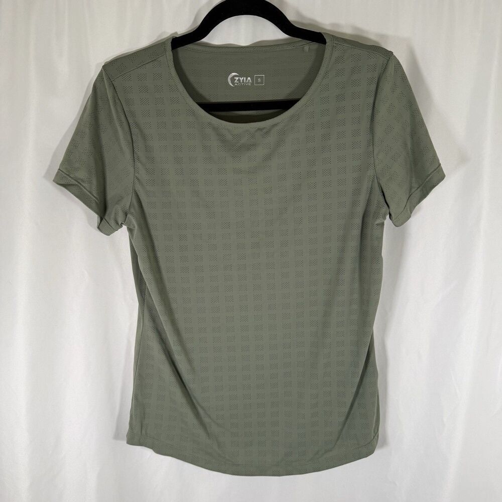 Zyia Active Blouse Women's Small Green Short Sleeve Round Neck Breathable